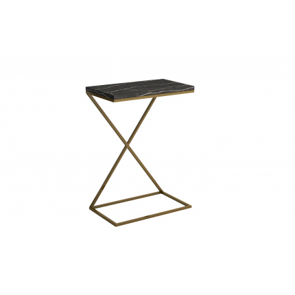 Tavolino da divano DOTI con piedi oro- ripiano legno quercia/laminato in diversi colori