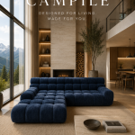 Divano angolare bubble con estensione  CAMPILE in blu notte
