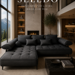 Divano angolare con funzione relax SELEDO MINI in rivestimento nero
