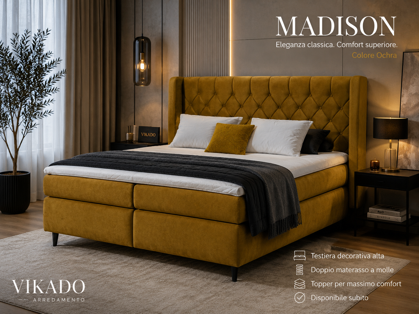 madison letto boxprings vikado arredamento Letto matrimoniale boxsprings MADISON (160 x 200 cm) - immagine 1
