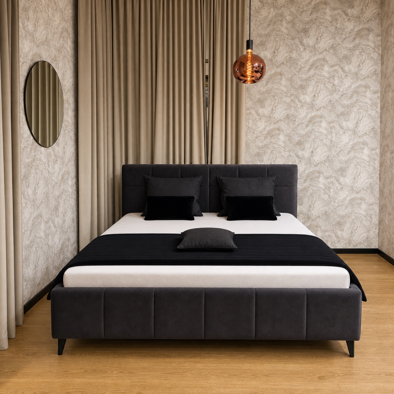 Letto Naomi in showroom - vista frontale