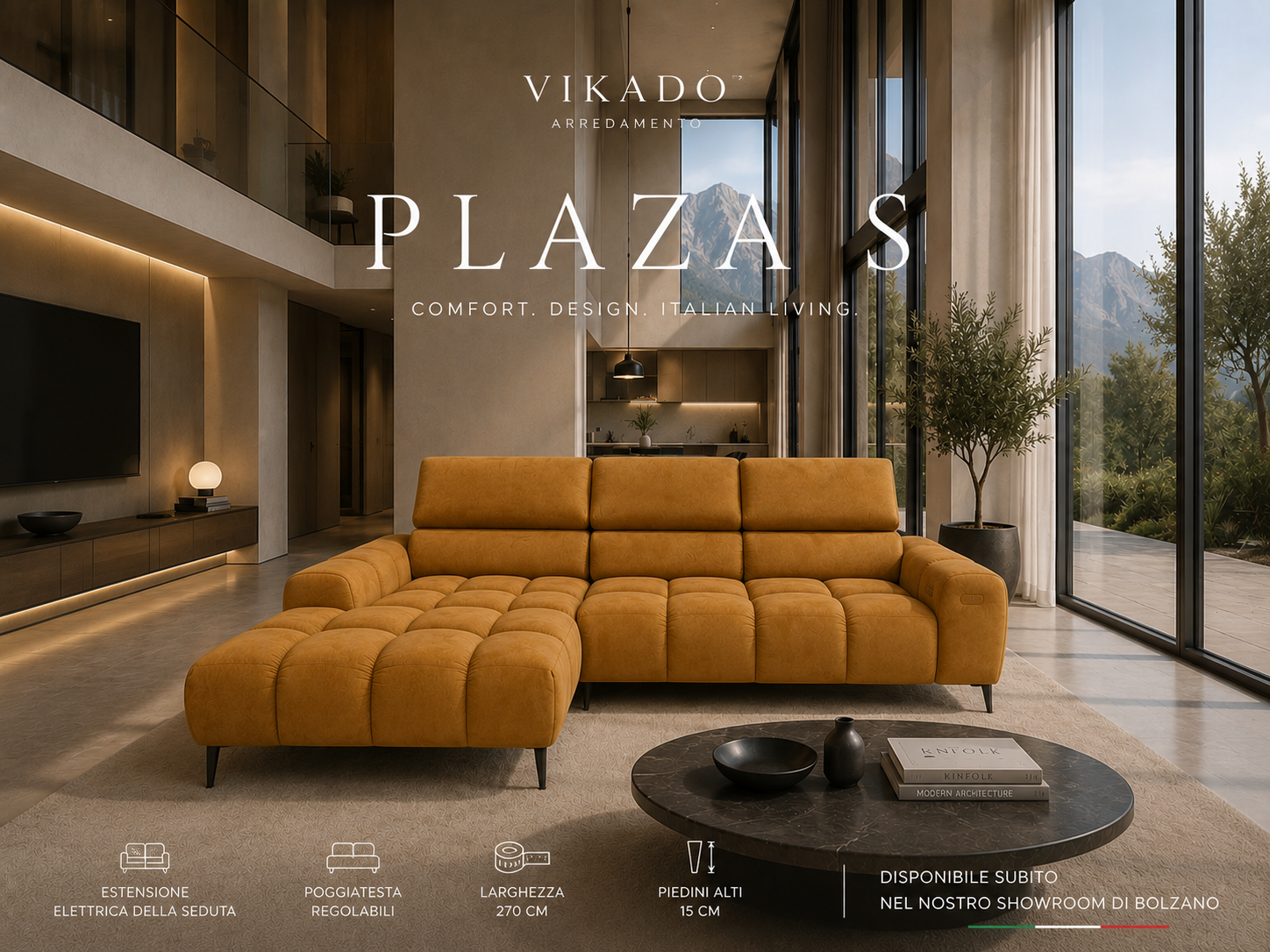 plaza s divano angolare relax con estensione rialzato larghezza 270 cm colore amba subito disponibile da vikado arredamento bolzano (3) PLAZA S – Disponibile Subito a Bolzano - immagine 1