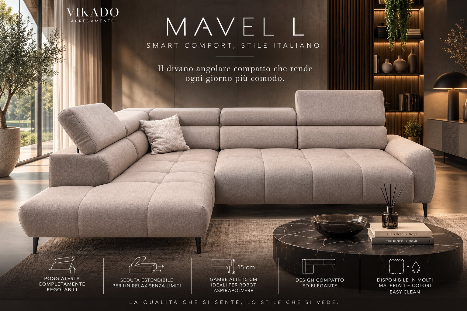 divano-angolare-mavel-l-disponibile subito-beige-vikado-bolzano (1) Mavel L Disponibile Subito | Divano Angolare con Seduta Estensibile | Vikado Bolzano - immagine 1