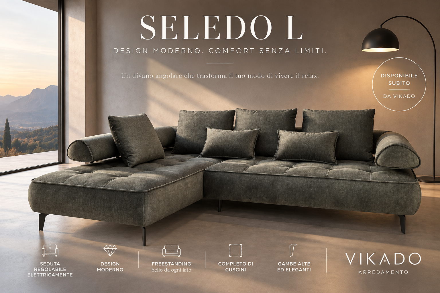seledo-divano-angolare-relax-estendibile-verde- pronta-consegna-vikado-arredamento-bolzano Divano angolare relax estendibile SELEDO L in verde bosco - immagine 1