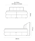 Letto matrimoniale boxspring con contenitore ALBERTO – dimensioni
