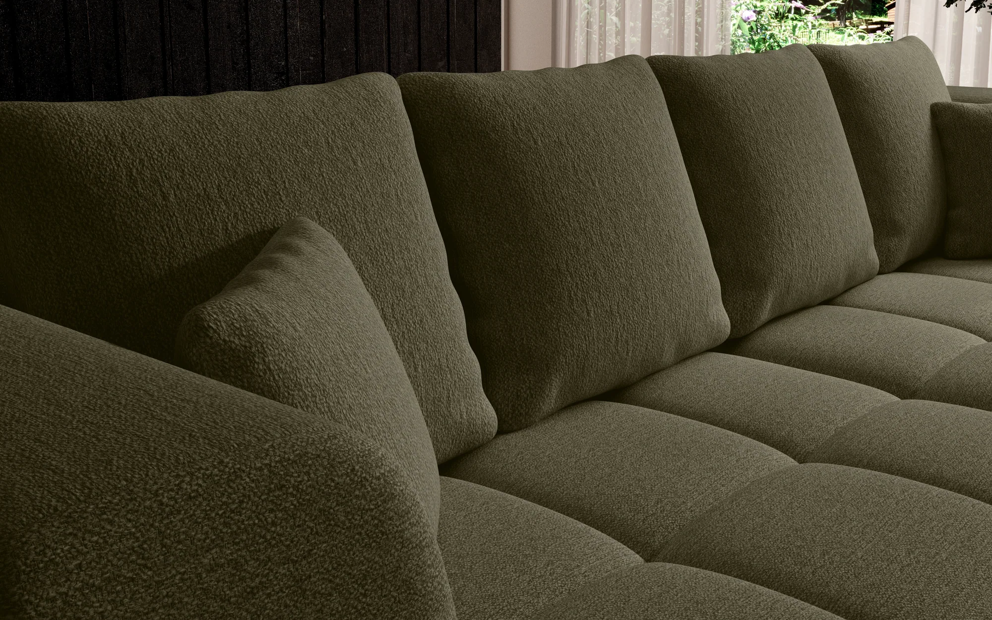 Schlafsofa Albio Big Sofa – Detail, im Raum