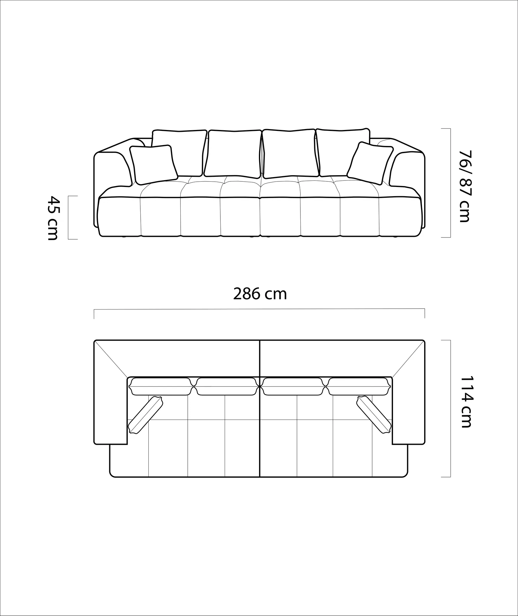 Maße Albio Big Sofa