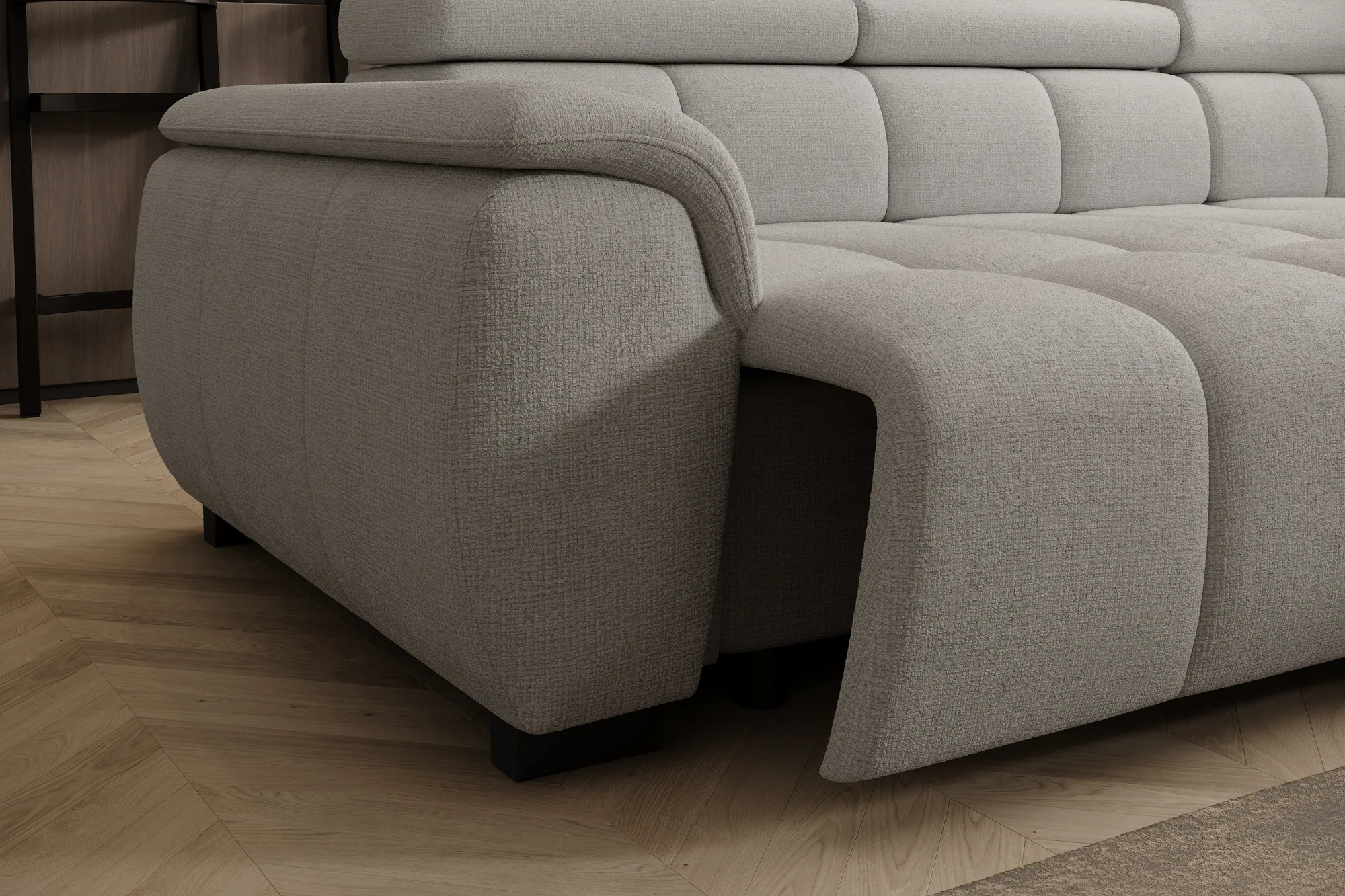 Relax-Ecksofa mit elektrischem Sitz ALVIN L – Detail, im Raum