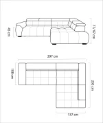 Relax-Ecksofa mit elektrischem Sitz ALVIN L – Maße