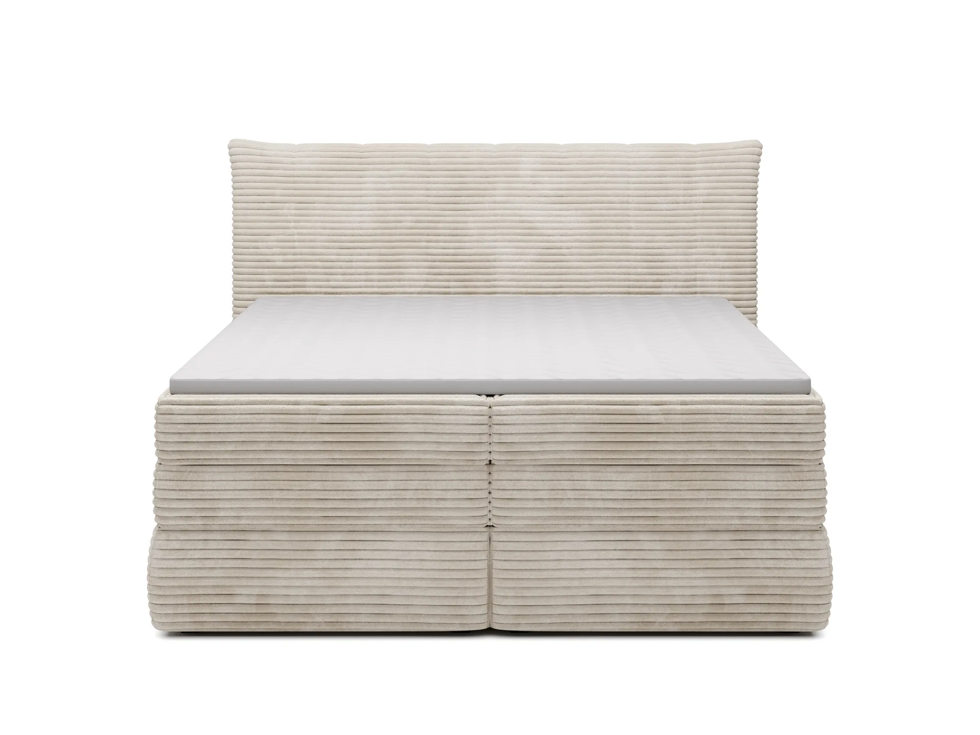 Boxspring-Doppelbett mit Bettkasten AMBER – auf weißem Hintergrund