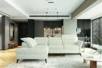 Eckschlafsofa mit Bettkasten APULLA – im Raum