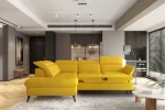 Eckschlafsofa mit Bettkasten APULLA – Funktion geöffnet, im Raum