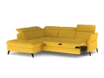 Eckschlafsofa mit Bettkasten APULLA – Funktion geöffnet, auf weißem Hintergrund
