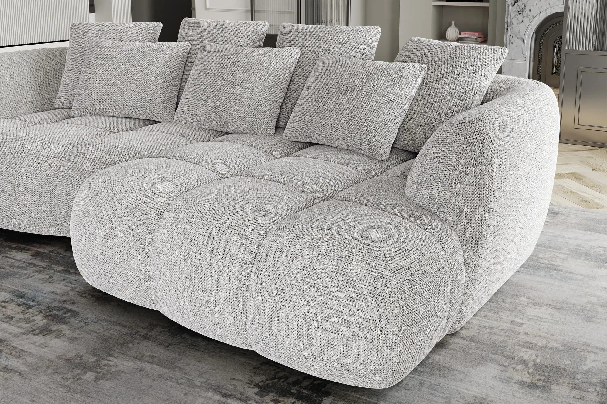 Relax-Ecksofa mit elektrischem Sitz BESSO – Detail, im Raum