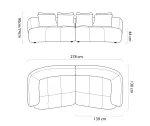 Divano lineare BESSO SOFA con estensione di seduta – dimensioni