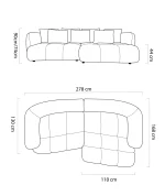 Relax-Ecksofa mit elektrischem Sitz BESSO – Maße