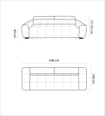 3-Sitzer-Schlafsofa mit Bettkasten BULL – Maße