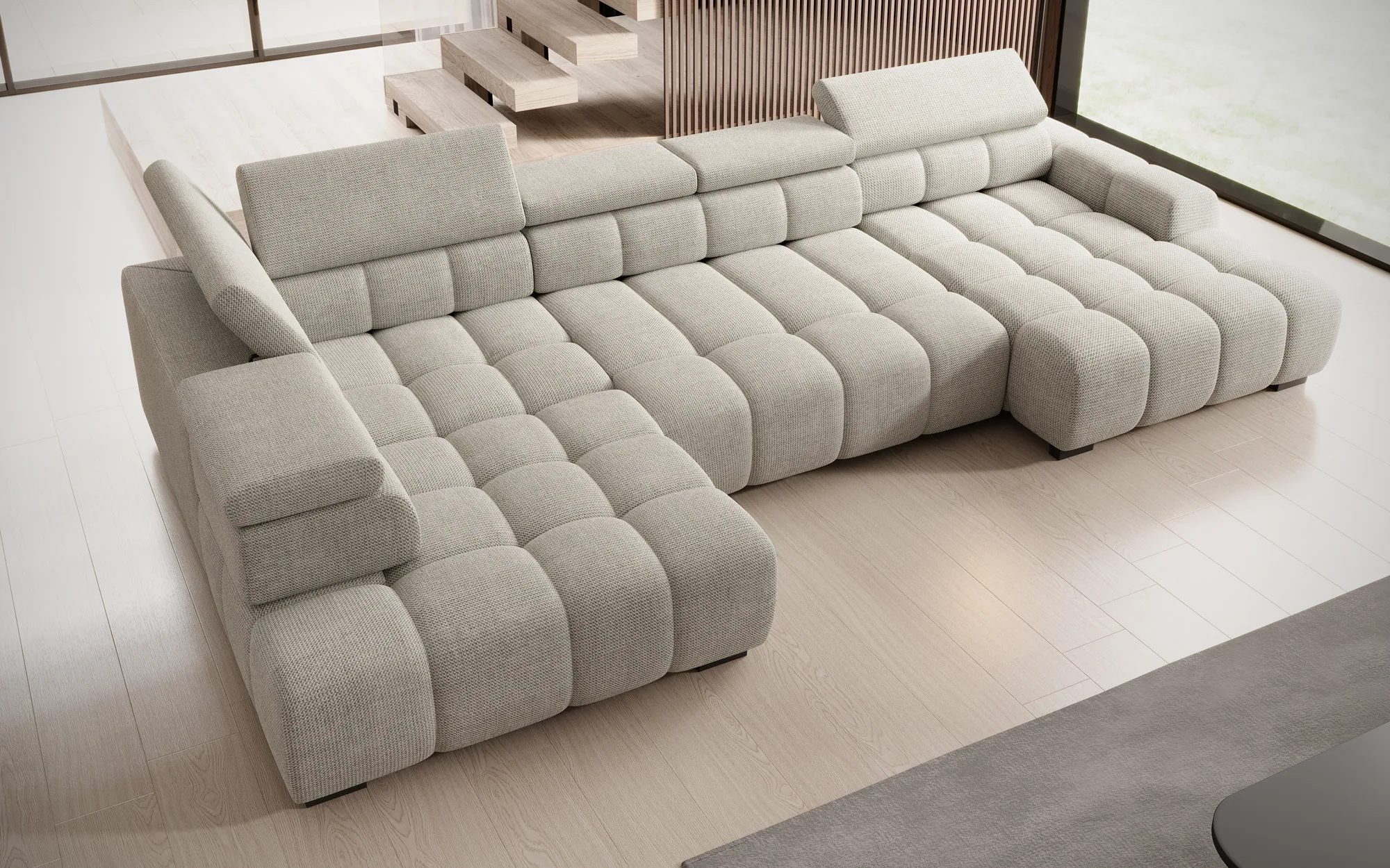 U-förmiges Relax-Ecksofa mit elektrischem Sitz BULL XL – im Raum