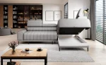 Eckschlafsofa mit Bettkasten CALDO L – Funktion geöffnet, im Raum