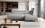 Eckschlafsofa mit Bettkasten CALDO L – Funktion geöffnet, im Raum