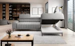 Eckschlafsofa mit Bettkasten CALDO L – Funktion geöffnet, im Raum