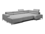 U-förmiges Eckschlafsofa mit Bettkasten CALDO XL – Funktion geöffnet, auf weißem Hintergrund