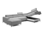 U-förmiges Eckschlafsofa mit Bettkasten CALDO XL – Funktion geöffnet, auf weißem Hintergrund