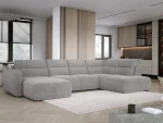 U-förmiges Eckschlafsofa mit elektrischem Sitz und Bettkasten CALVANO XL – Schrägansicht, im Raum