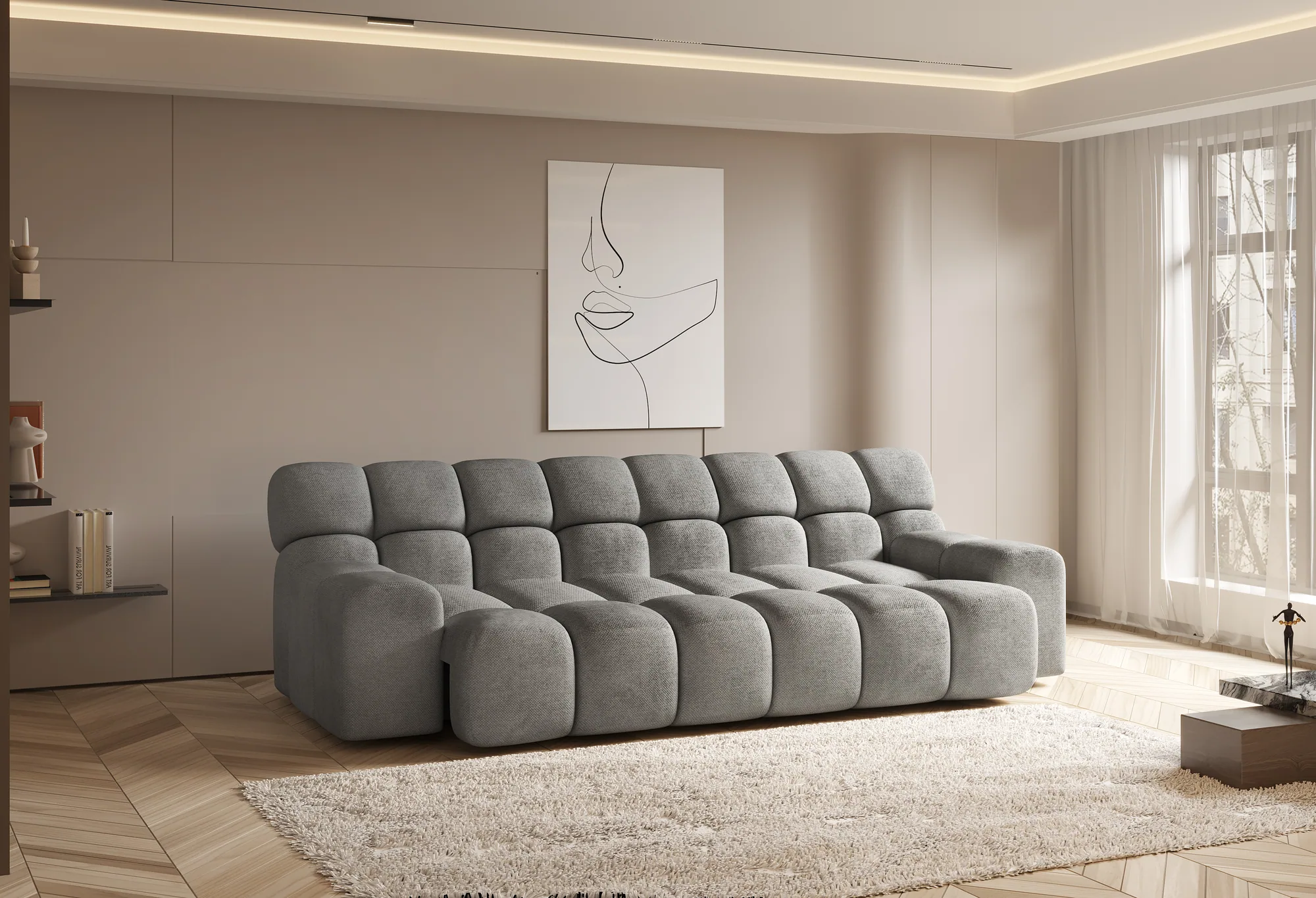 3-Sitzer-Schlafsofa CAMPILE BIG SOFA – Funktion geöffnet, im Raum