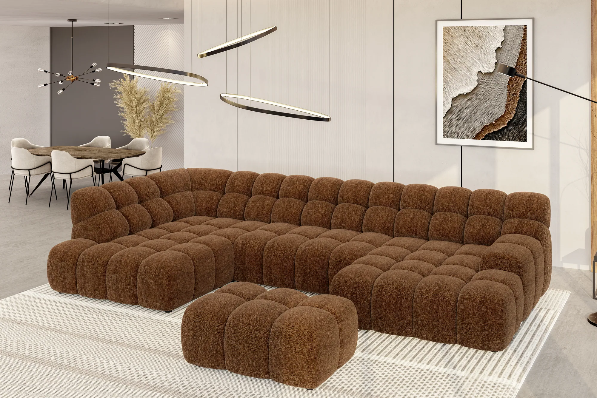 U-förmiges Relax-Ecksofa mit elektrischem Sitz CAMPILE XL – im Raum