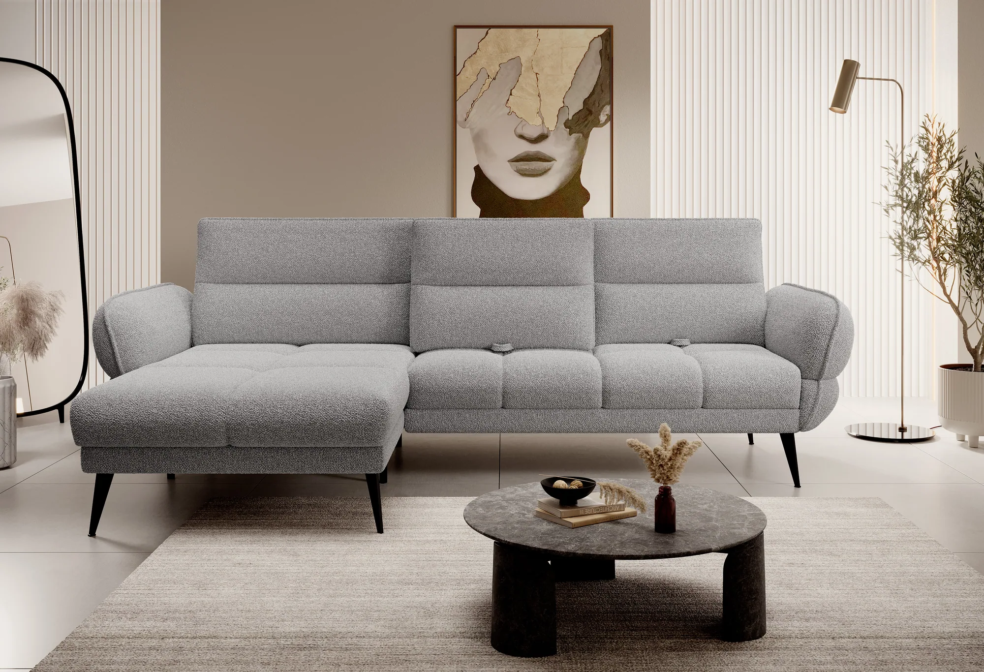 Relax-Ecksofa Campina Mini – Funktion geöffnet, im Raum