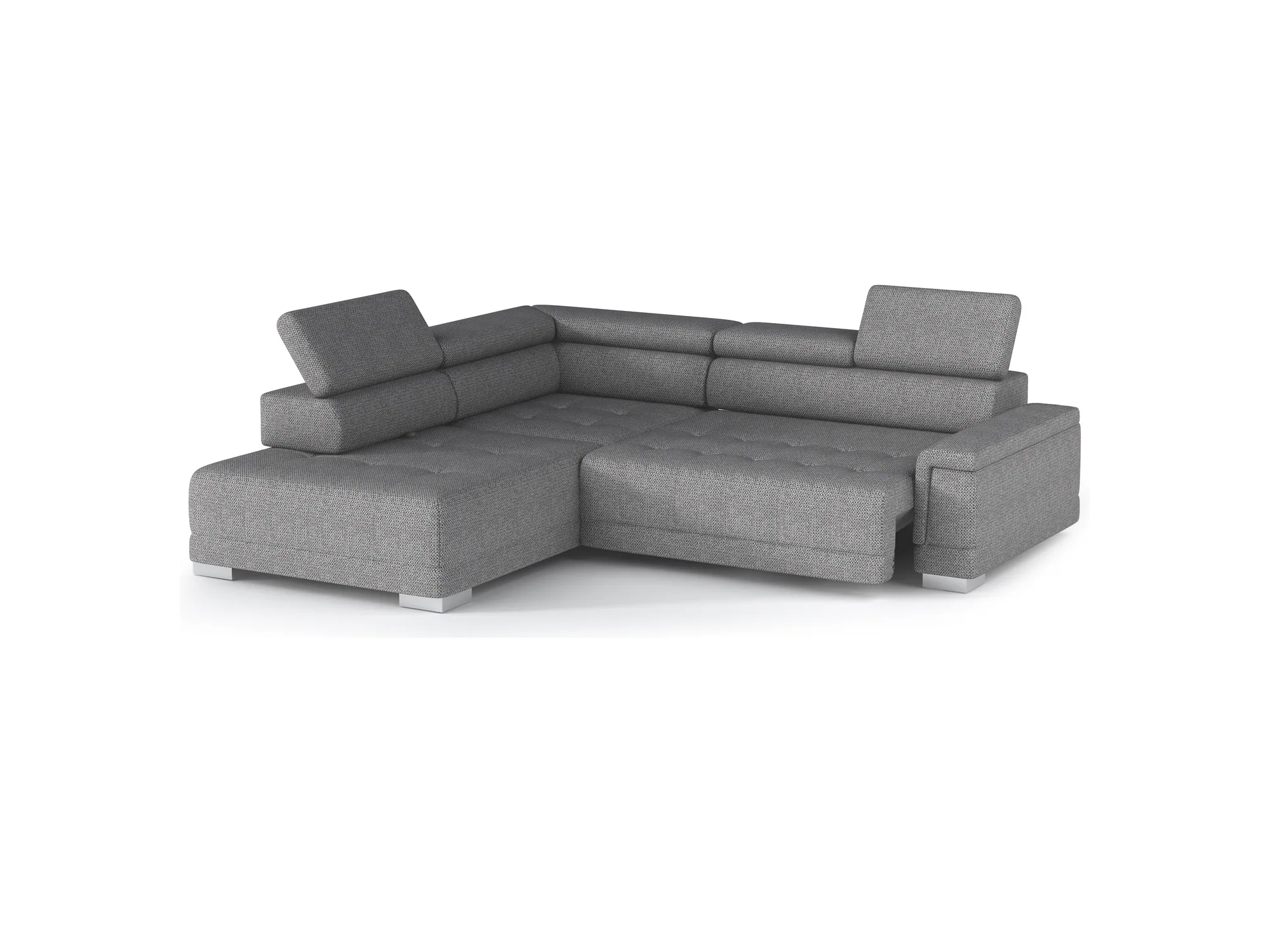 Relax-Ecksofa mit elektrischem Sitz CAMPO L – Funktion geöffnet, auf weißem Hintergrund