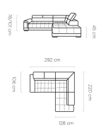 Relax-Ecksofa mit elektrischem Sitz CAMPO L – Maße