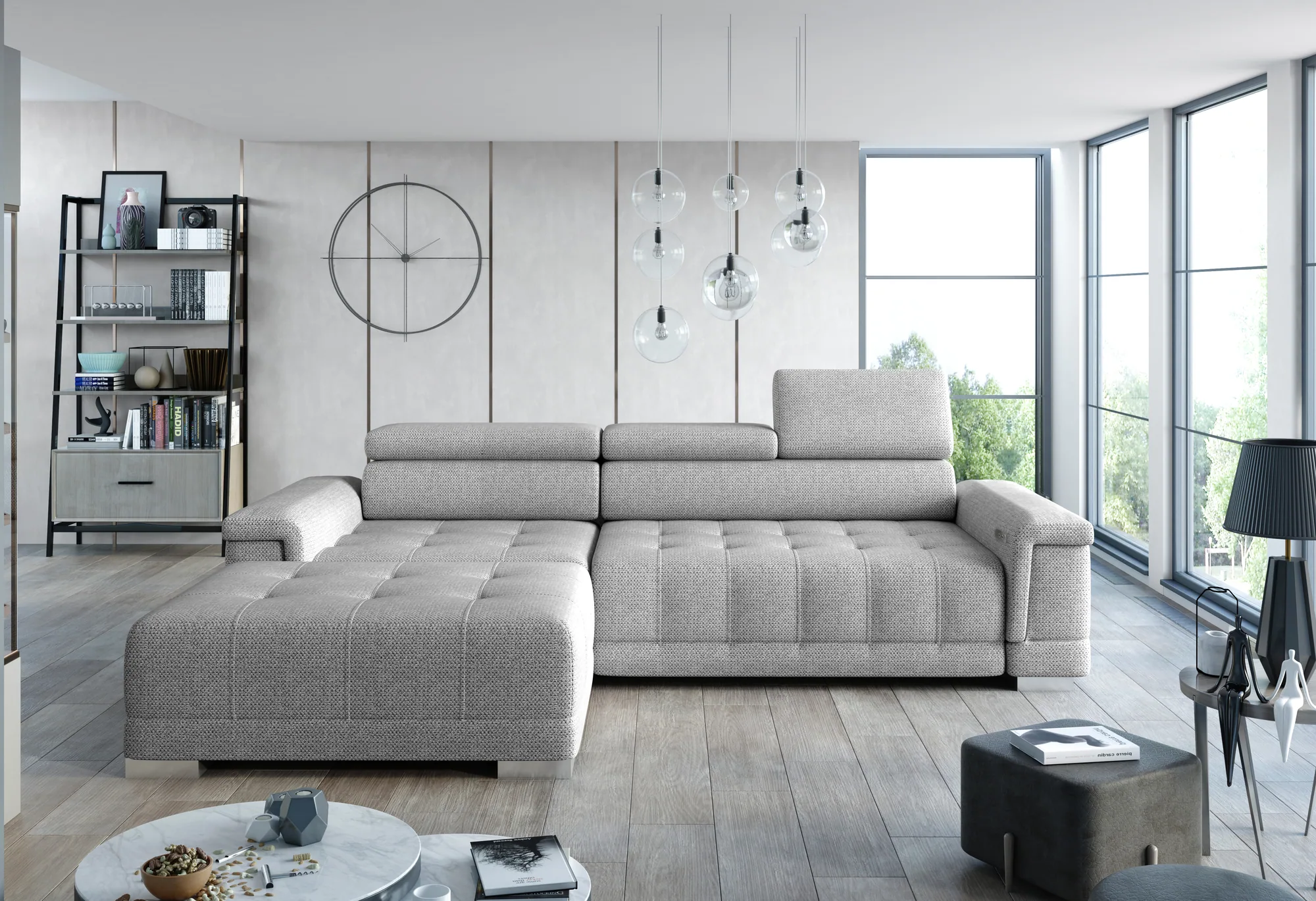 Relax-Ecksofa mit elektrischem Sitz CAMPO MINI – im Raum