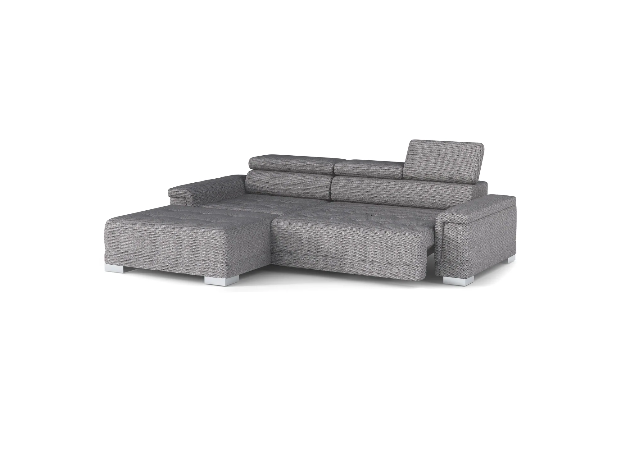 Relax-Ecksofa mit elektrischem Sitz CAMPO MINI – Funktion geöffnet, auf weißem Hintergrund