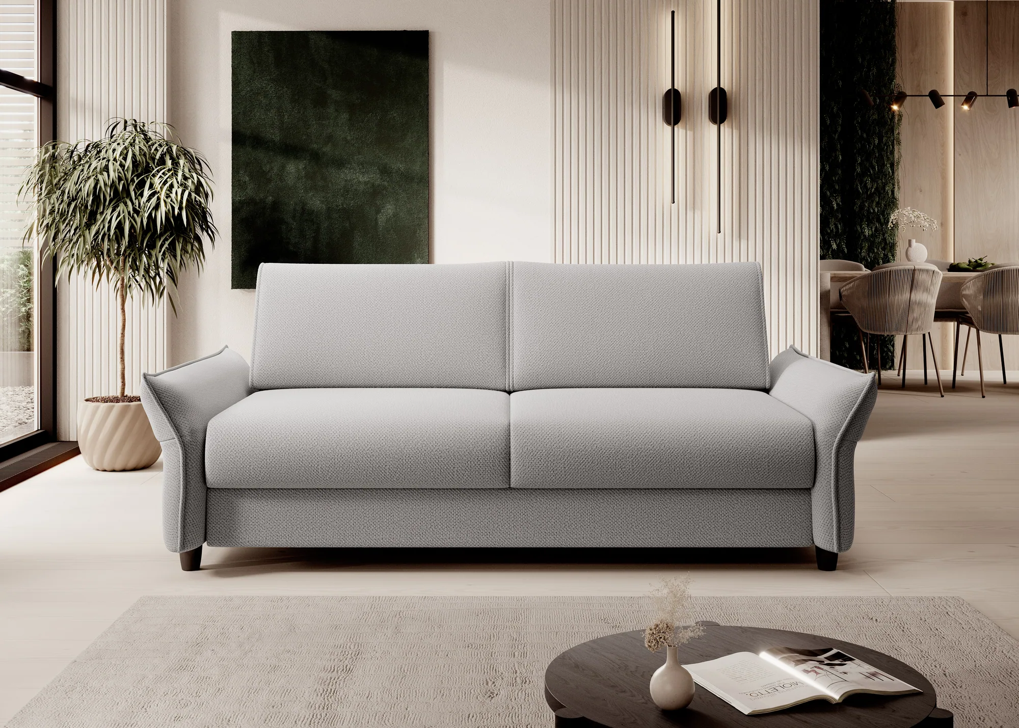 120-Sitzer-Schlafsofa CANTO 120 – Frontansicht, im Raum