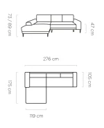 Eckschlafsofa mit Bettkasten CAPITOL – Maße