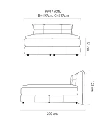 Letto matrimoniale boxspring con contenitore CARMELO – dimensioni