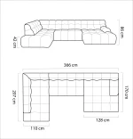 Relax-Ecksofa mit elektrischem Sitz COCON XL – Maße