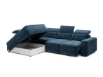 Eckschlafsofa mit elektrischem Sitz und Bettkasten COLOMBO L – Seitenansicht, auf weißem Hintergrund