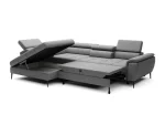 Eckschlafsofa mit Bettkasten DENVER – Funktion geöffnet, auf weißem Hintergrund