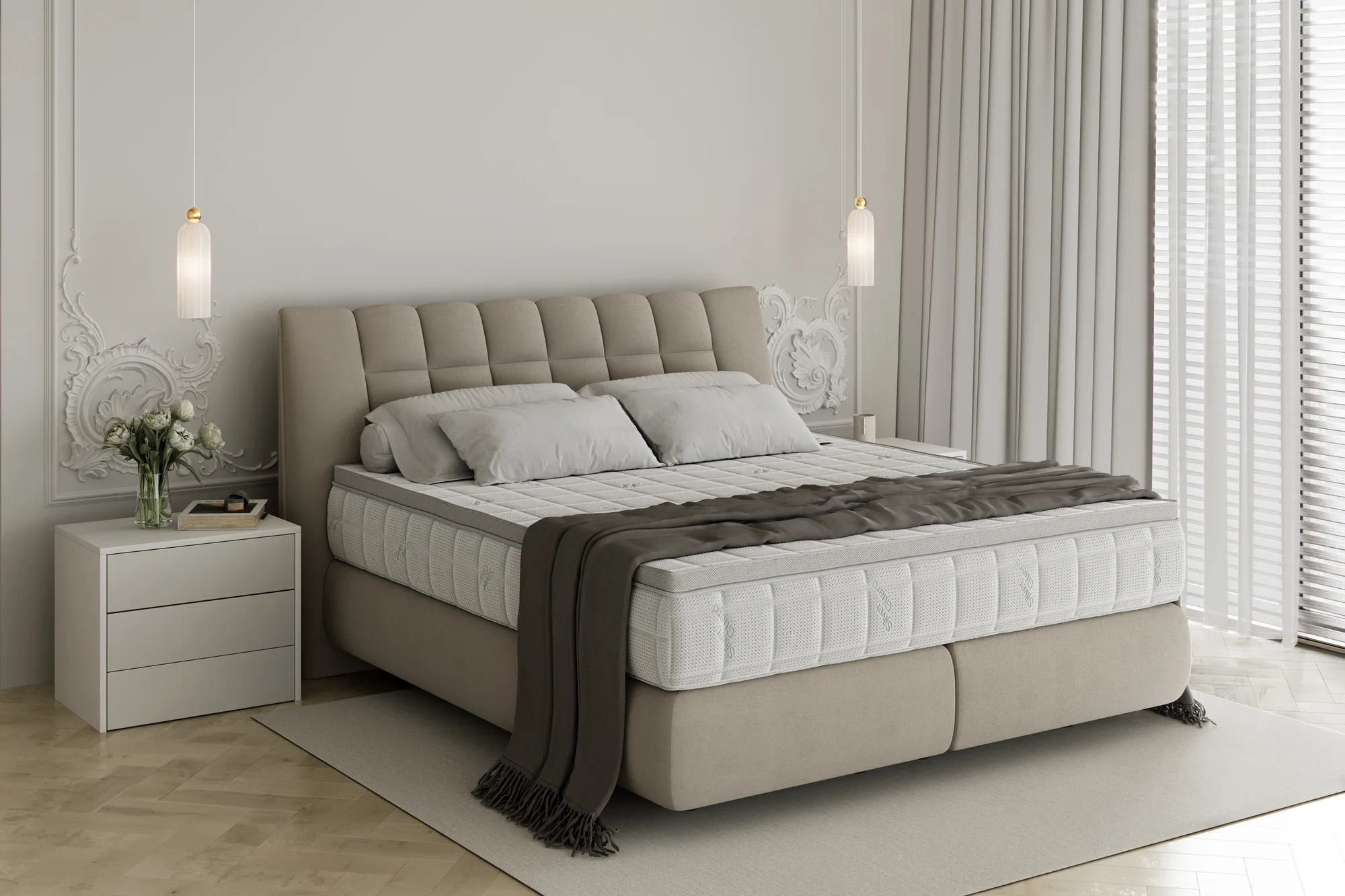 Letto matrimoniale boxspring DIUNA – ambientazione