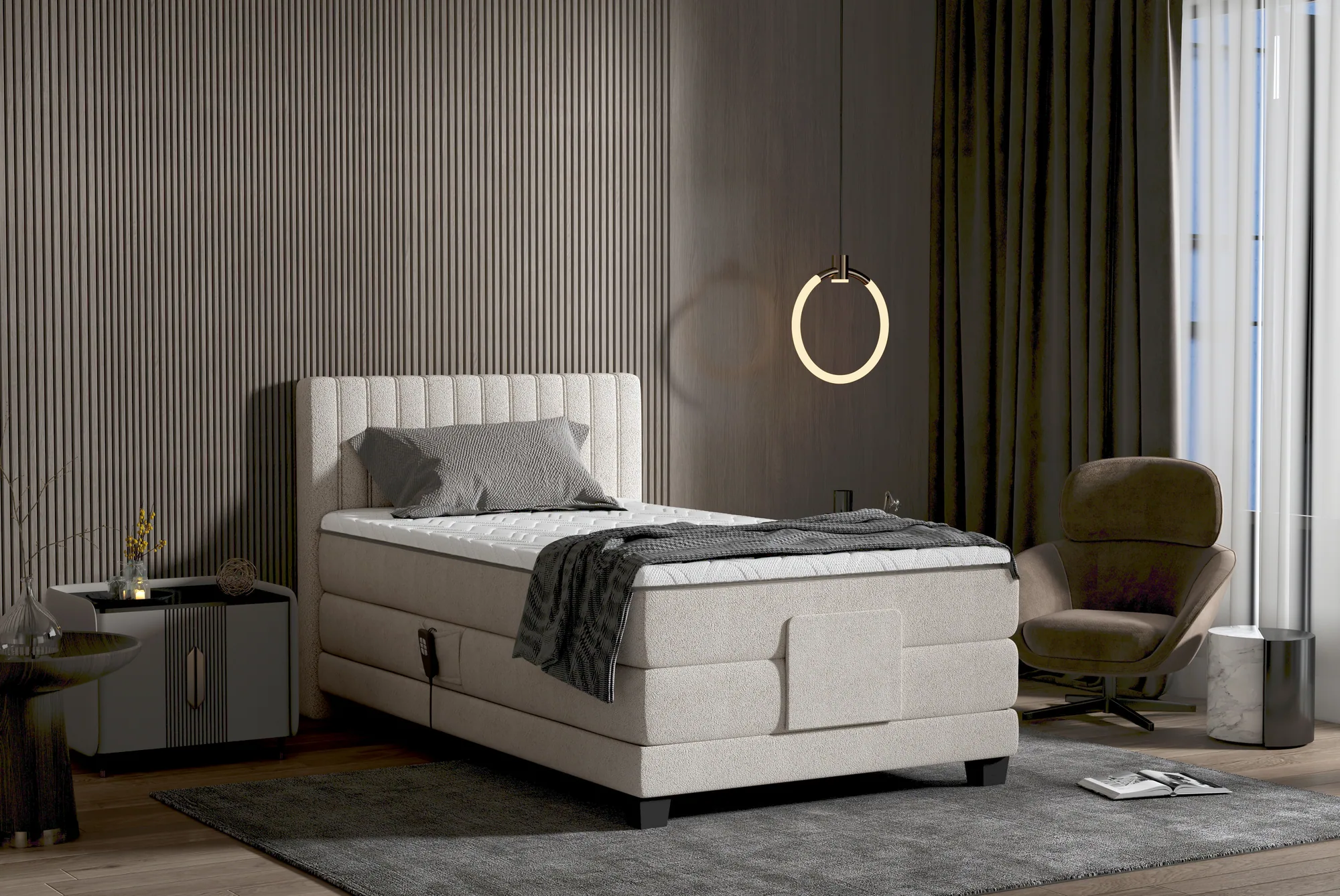 Letto matrimoniale boxspring elettrico DIXON 180 – ambientazione