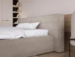 Letto matrimoniale imbottito con contenitore DOHA – dettaglio, ambientazione