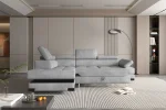 Eckschlafsofa mit Bettkasten EMPORIO L – Funktion geöffnet, im Raum