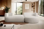 Divano angolare con funzione letto e contenitore FIORE – funzione aperta, ambientazione