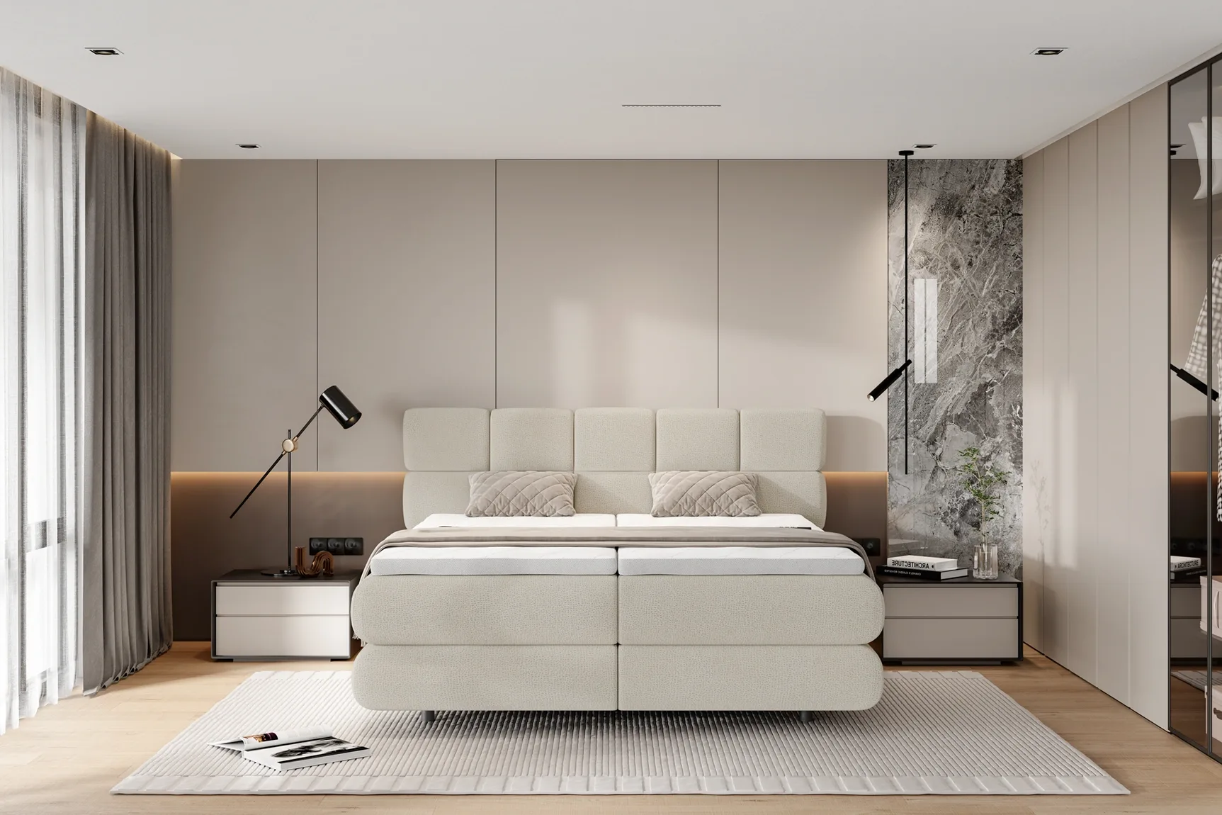 Elektrisches Boxspring-Doppelbett FOGGIA – im Raum