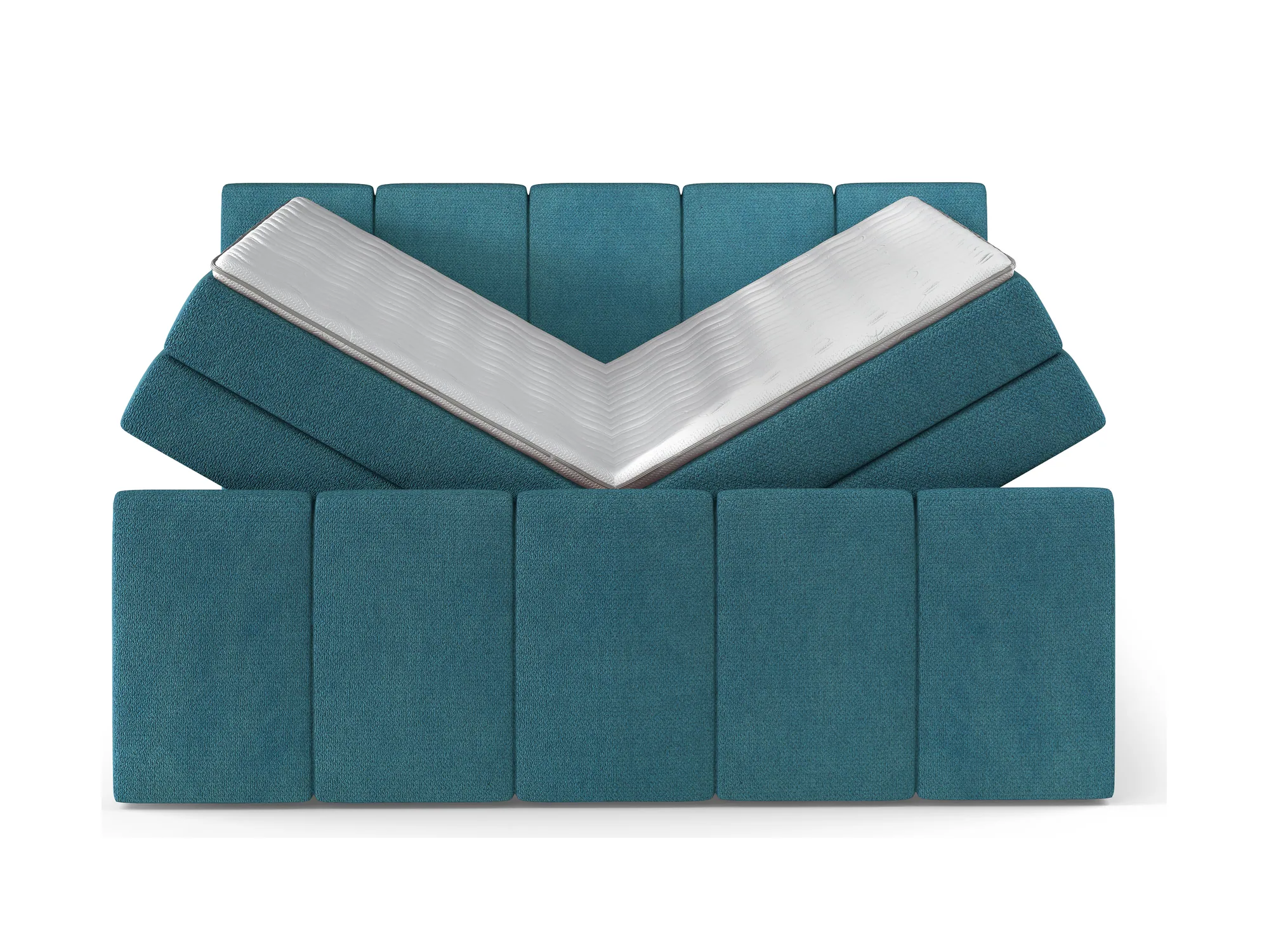 Boxspring-Doppelbett mit Bettkasten FRESCO – auf weißem Hintergrund