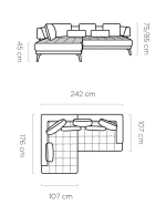 Relax-Ecksofa mit elektrischem Sitz GIOTTO – Maße