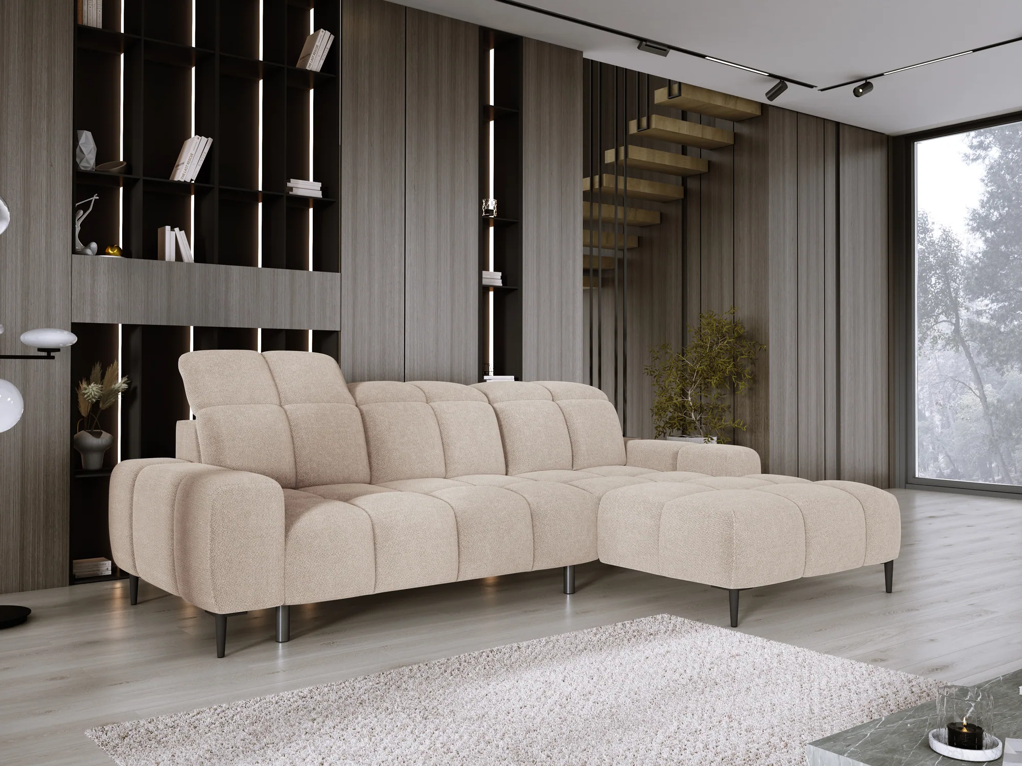 Divano angolare relax con seduta elettrica GIOVANNI S – vista angolare, ambientazione